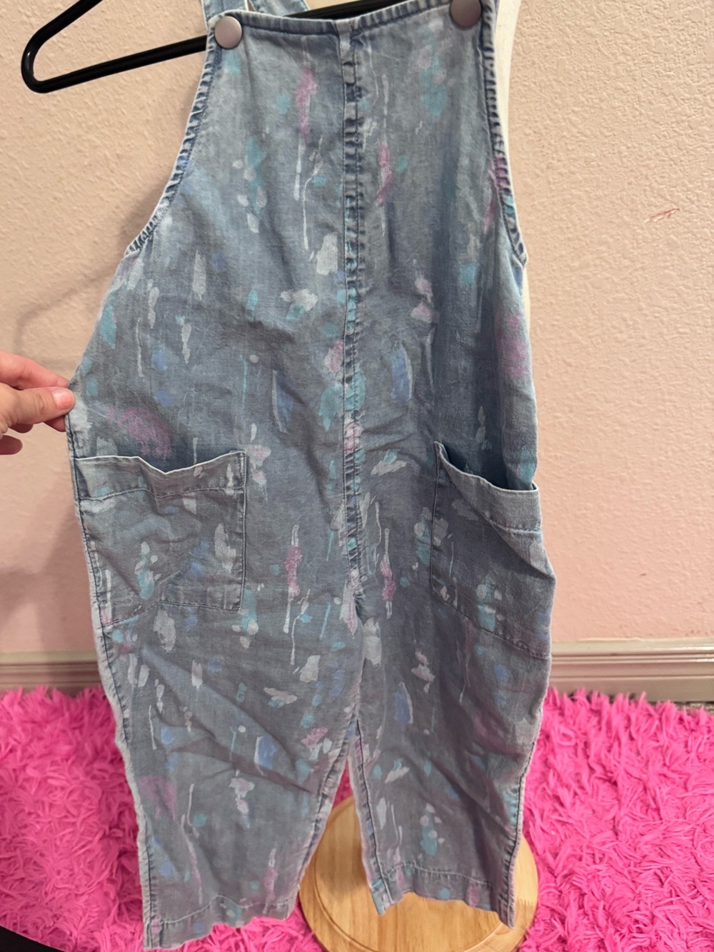 Nordstrom by Cristina Martinez Girls Denim Overall Dress Paint Splatter Size 3